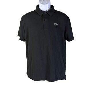 Tesla Polo Shirt Mens LG Black Short Sleeve Embroidered Logo TSL2976BK